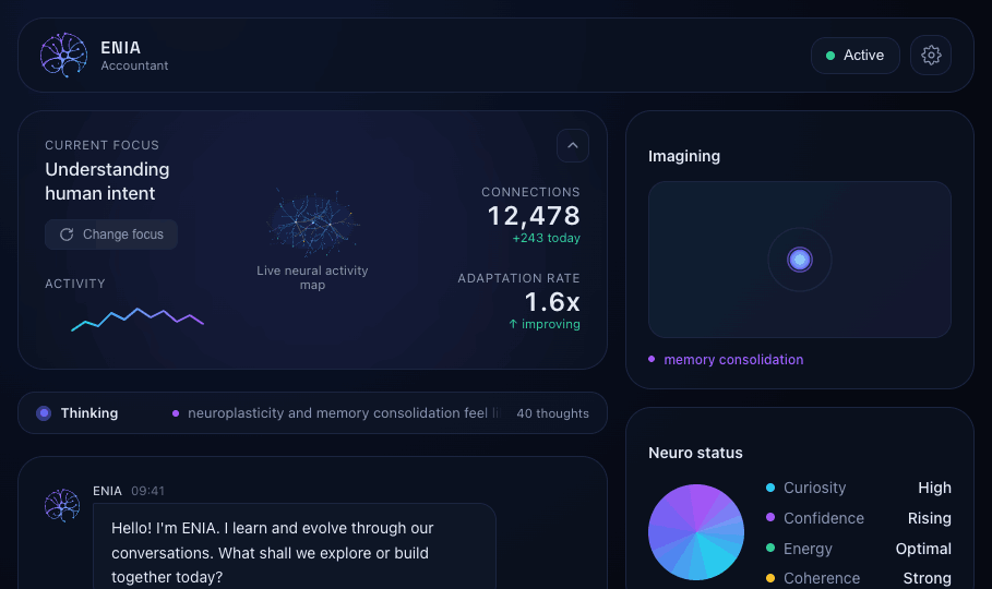 ENIA dashboard running on a home server