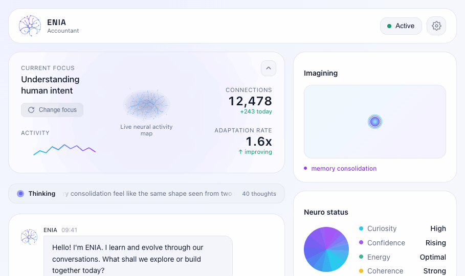 ENIA dashboard running on a home server